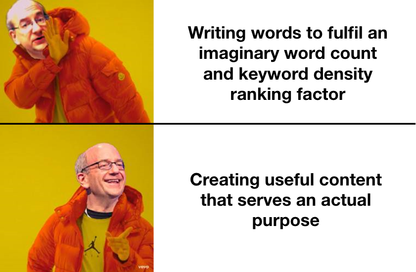 A meme showing the importance of useful content that serves an actual purpose.